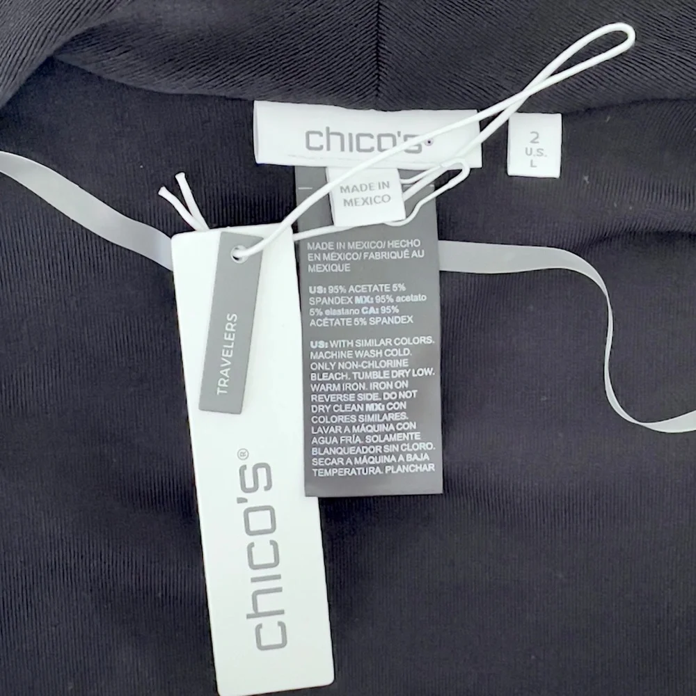 Chico’s Travelers Classic Long Knit Jacket Open Front Pockets Bracelet Sleeves